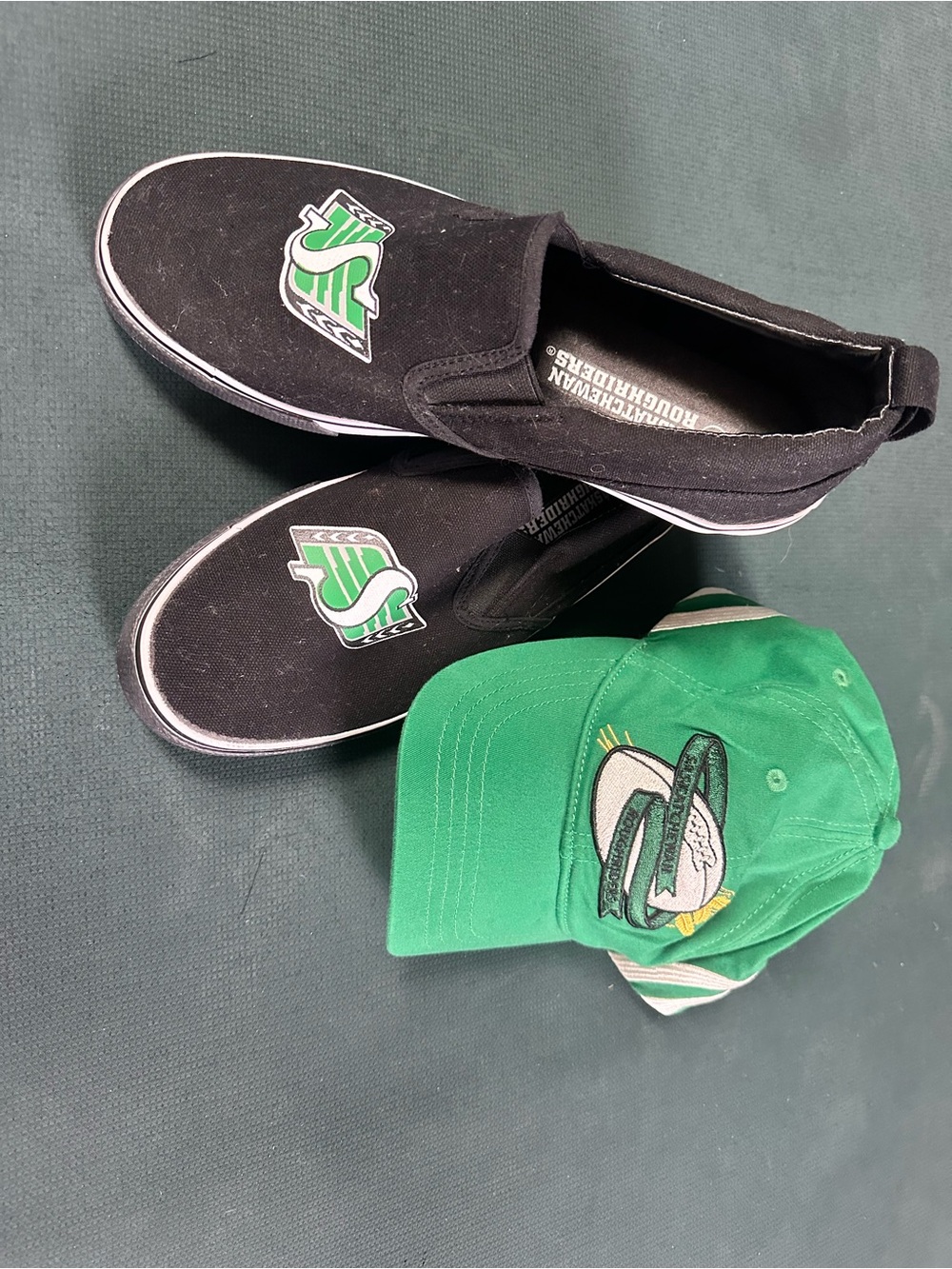 Black & Green Slip-On Kids Shoes with Team Patch - Unbranded